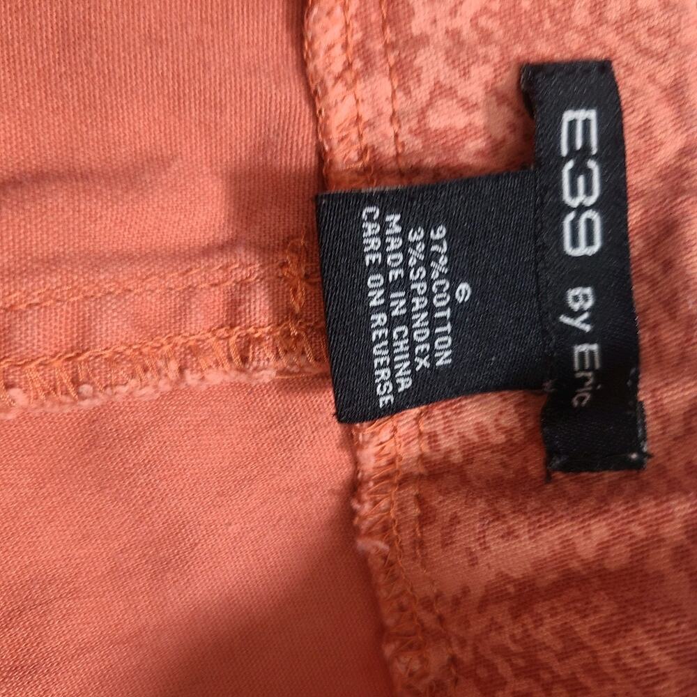 E39 by Eric Size 6 Rust Orange Printed Stretch Pants Women’s Slim Ankle Casual - Picture 5 of 9